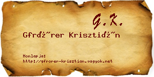 Gfrörer Krisztián névjegykártya